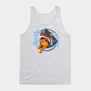 Shark Eating Cat Tank Top